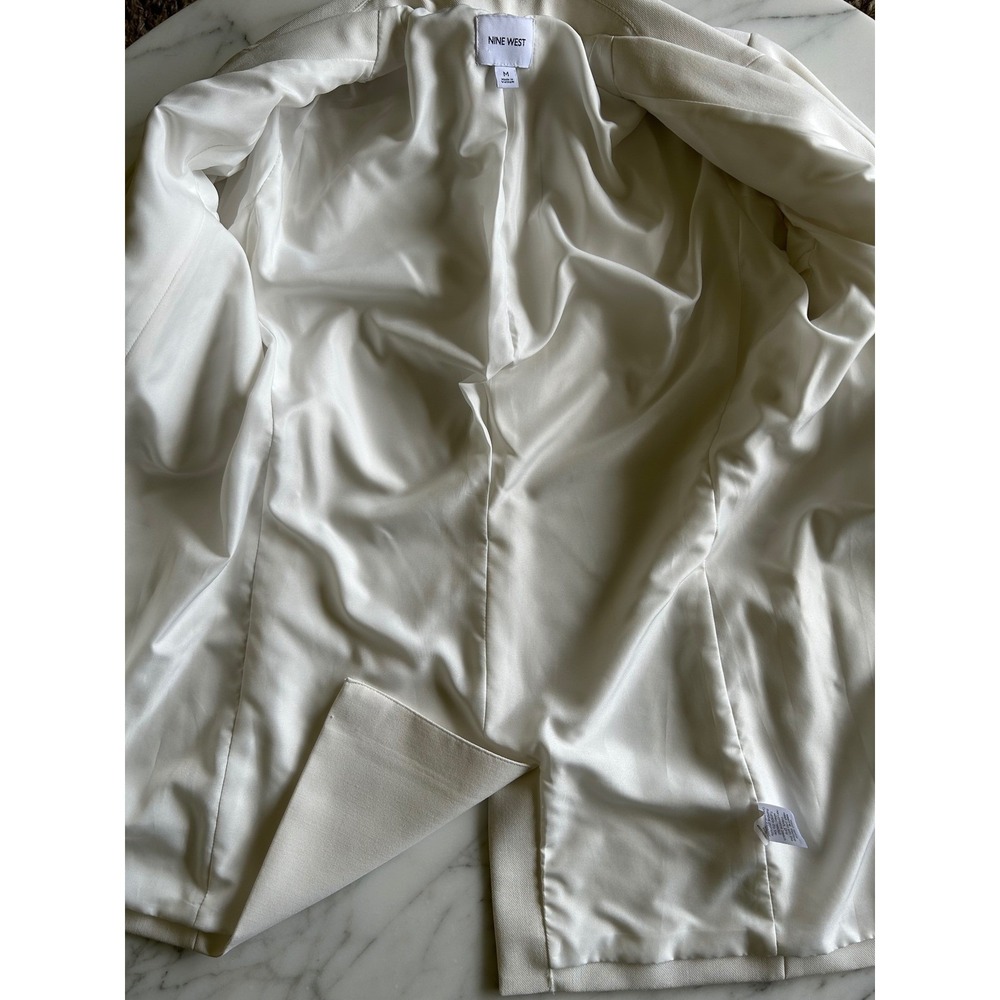 Nine West Womens Single Button Blazer White Cream Professional Jacket Size M - Picture 9 of 13